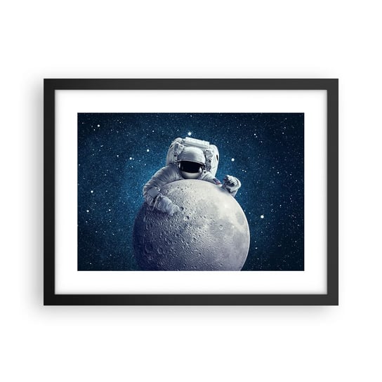 Obraz - Plakat - Kosmiczny żartowniś - 40x30cm - Astronauta Kosmos Księżyc - Foto Plakaty na ścianę w czarnej ramie - Plakat do Salonu Sypialni ARTTOR ARTTOR