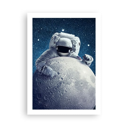 Obraz - Plakat - Kosmiczny żartowniś - 50x70cm - Astronauta Kosmos Księżyc - Nowoczesny modny obraz Plakat bez ramy do Salonu Sypialni ARTTOR ARTTOR