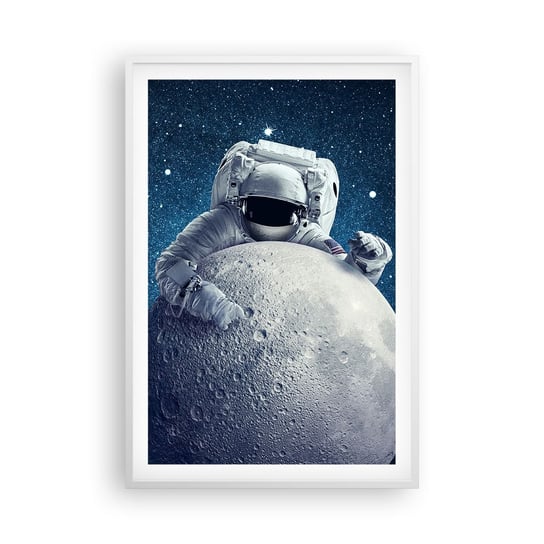 Obraz - Plakat - Kosmiczny żartowniś - 61x91cm - Astronauta Kosmos Księżyc - Foto Plakaty na ścianę w ramie białej - Plakat do Salonu Sypialni ARTTOR ARTTOR