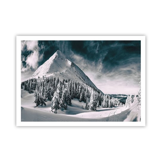 Obraz - Plakat - Kraina śniegu i lodu - 100x70cm - Krajobraz Góry Las - Foto Plakaty bez ramy na ścianę do Salonu Sypialni ARTTOR ARTTOR