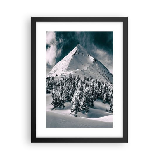 Obraz - Plakat - Kraina śniegu i lodu - 30x40cm - Krajobraz Góry Las - Foto Plakaty na ścianę w czarnej ramie - Plakat do Salonu Sypialni ARTTOR ARTTOR