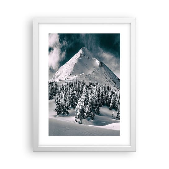 Obraz - Plakat - Kraina śniegu i lodu - 30x40cm - Krajobraz Góry Las - Foto Plakaty na ścianę w ramie białej - Plakat do Salonu Sypialni ARTTOR ARTTOR