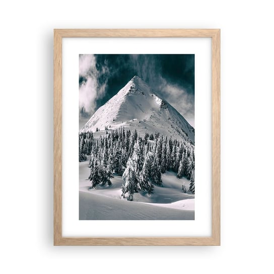 Obraz - Plakat - Kraina śniegu i lodu - 30x40cm - Krajobraz Góry Las - Foto Plakaty na ścianę w ramie jasny dąb - Plakat do Salonu Sypialni ARTTOR ARTTOR