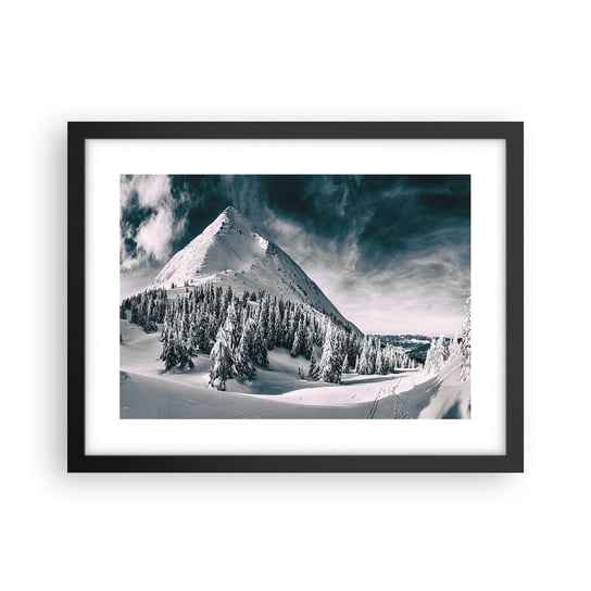 Obraz - Plakat - Kraina śniegu i lodu - 40x30cm - Krajobraz Góry Las - Foto Plakaty na ścianę w czarnej ramie - Plakat do Salonu Sypialni ARTTOR ARTTOR