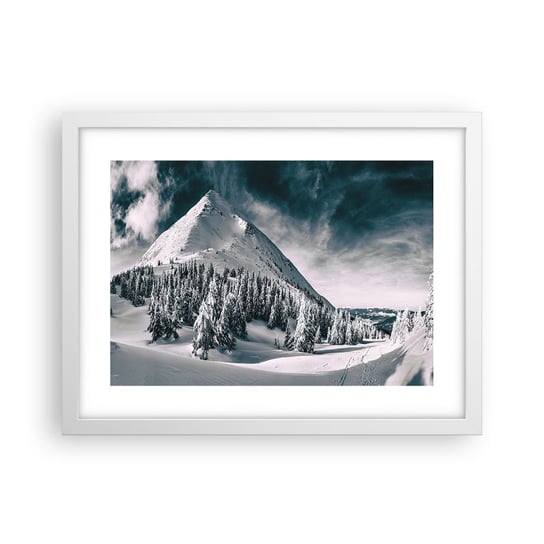 Obraz - Plakat - Kraina śniegu i lodu - 40x30cm - Krajobraz Góry Las - Foto Plakaty na ścianę w ramie białej - Plakat do Salonu Sypialni ARTTOR ARTTOR