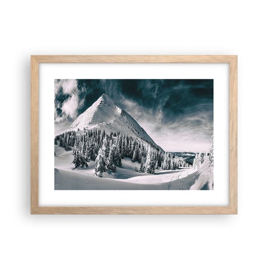 Obraz - Plakat - Kraina śniegu i lodu - 40x30cm - Krajobraz Góry Las - Foto Plakaty na ścianę w ramie jasny dąb - Plakat do Salonu Sypialni ARTTOR ARTTOR
