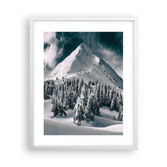 Obraz - Plakat - Kraina śniegu i lodu - 40x50cm - Krajobraz Góry Las - Foto Plakaty w ramie koloru białego do Salonu Sypialni ARTTOR ARTTOR