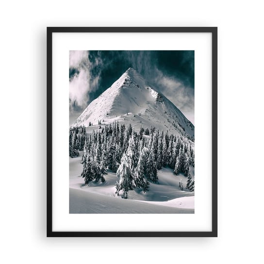 Obraz - Plakat - Kraina śniegu i lodu - 40x50cm - Krajobraz Góry Las - Foto Plakaty w ramie koloru czarnego do Salonu Sypialni ARTTOR ARTTOR