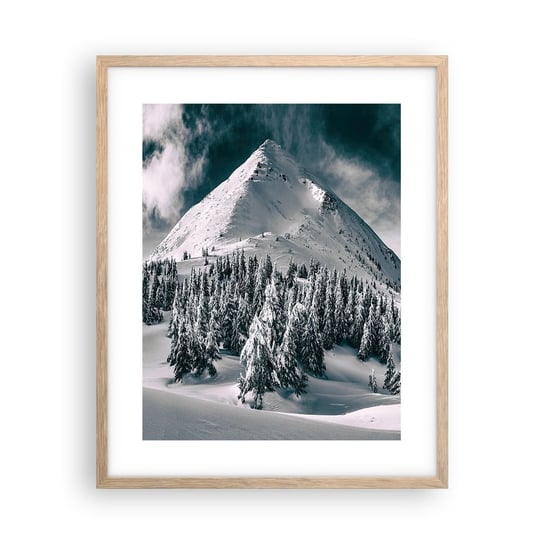 Obraz - Plakat - Kraina śniegu i lodu - 40x50cm - Krajobraz Góry Las - Foto Plakaty w ramie koloru jasny dąb do Salonu Sypialni ARTTOR ARTTOR