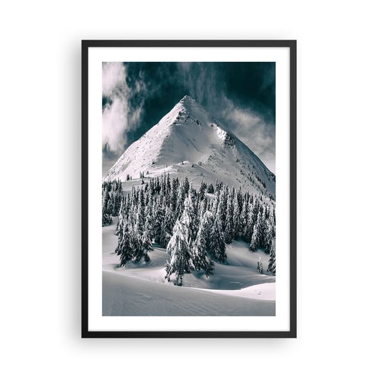Obraz - Plakat - Kraina śniegu i lodu - 50x70cm - Krajobraz Góry Las - Nowoczesny modny obraz Plakat czarna rama ARTTOR ARTTOR