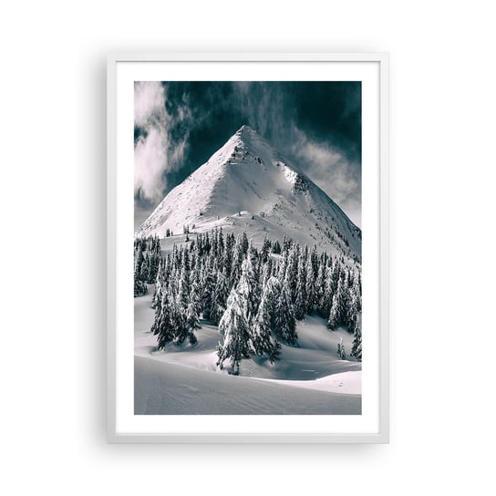 Obraz - Plakat - Kraina śniegu i lodu - 50x70cm - Krajobraz Góry Las - Nowoczesny modny obraz Plakat rama biała ARTTOR ARTTOR