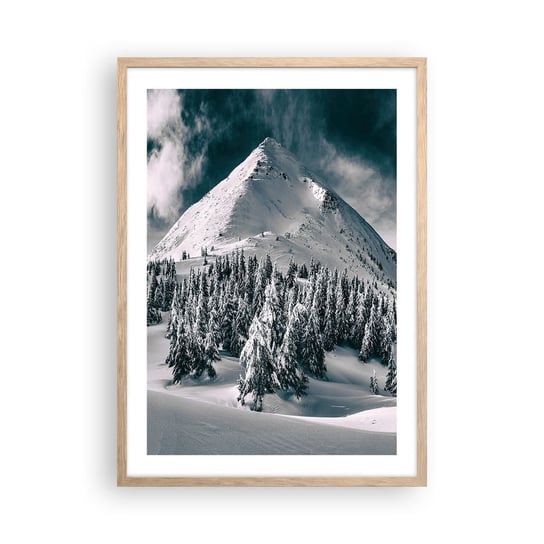Obraz - Plakat - Kraina śniegu i lodu - 50x70cm - Krajobraz Góry Las - Nowoczesny modny obraz Plakat rama jasny dąb ARTTOR ARTTOR