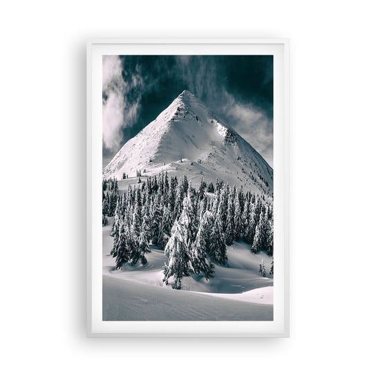 Obraz - Plakat - Kraina śniegu i lodu - 61x91cm - Krajobraz Góry Las - Foto Plakaty na ścianę w ramie białej - Plakat do Salonu Sypialni ARTTOR ARTTOR