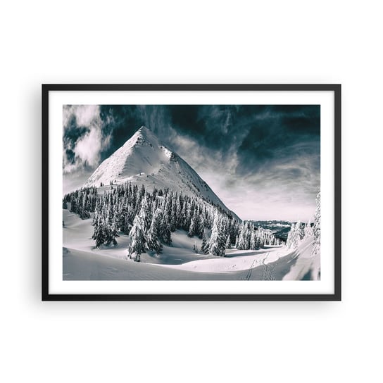 Obraz - Plakat - Kraina śniegu i lodu - 70x50cm - Krajobraz Góry Las - Nowoczesny modny obraz Plakat czarna rama ARTTOR ARTTOR