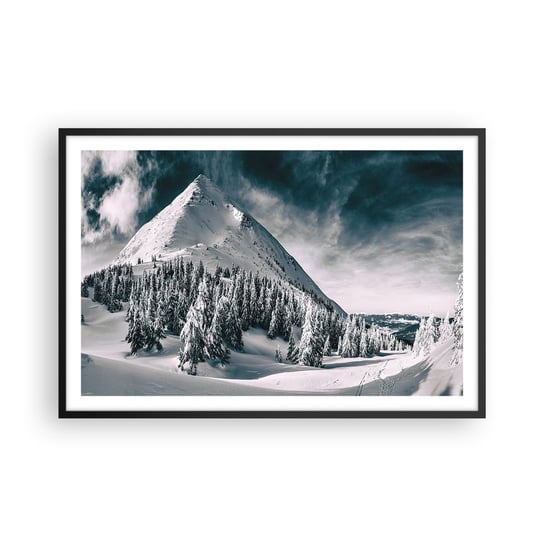 Obraz - Plakat - Kraina śniegu i lodu - 91x61cm - Krajobraz Góry Las - Foto Plakaty na ścianę w czarnej ramie - Plakat do Salonu Sypialni ARTTOR ARTTOR