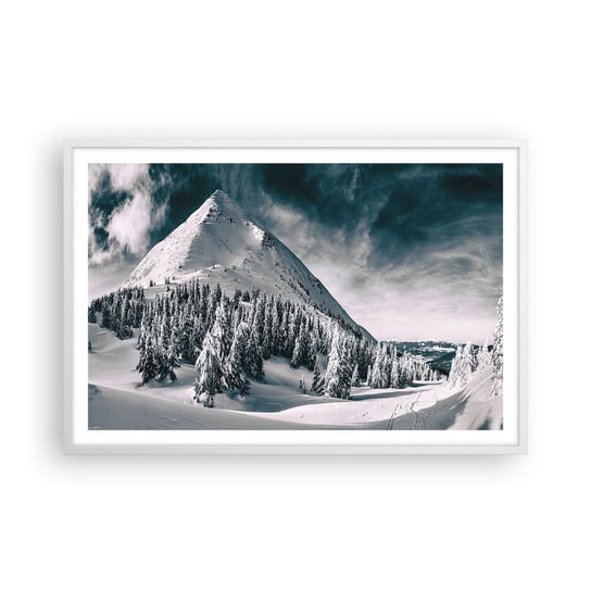 Obraz - Plakat - Kraina śniegu i lodu - 91x61cm - Krajobraz Góry Las - Foto Plakaty na ścianę w ramie białej - Plakat do Salonu Sypialni ARTTOR ARTTOR