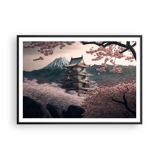 Obraz - Plakat - Kraj kwitnącej wiśni - 100x70cm - Azja Japonia Wiśnia Japońska - Foto Plakaty w ramie koloru czarnego do Salonu Sypialni ARTTOR ARTTOR