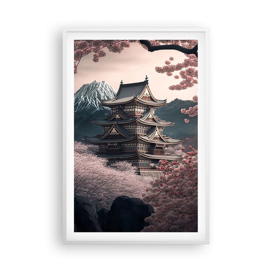 Obraz - Plakat - Kraj kwitnącej wiśni - 61x91cm - Azja Japonia Wiśnia Japońska - Foto Plakaty na ścianę w ramie białej - Plakat do Salonu Sypialni ARTTOR ARTTOR