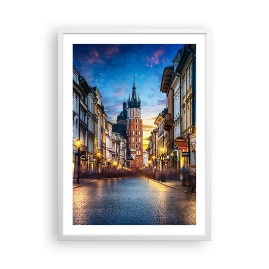 Obraz - Plakat - Krakowski czar - 50x70cm - Miasto Kraków Kościół Mariacki - Nowoczesny modny obraz Plakat rama biała ARTTOR ARTTOR