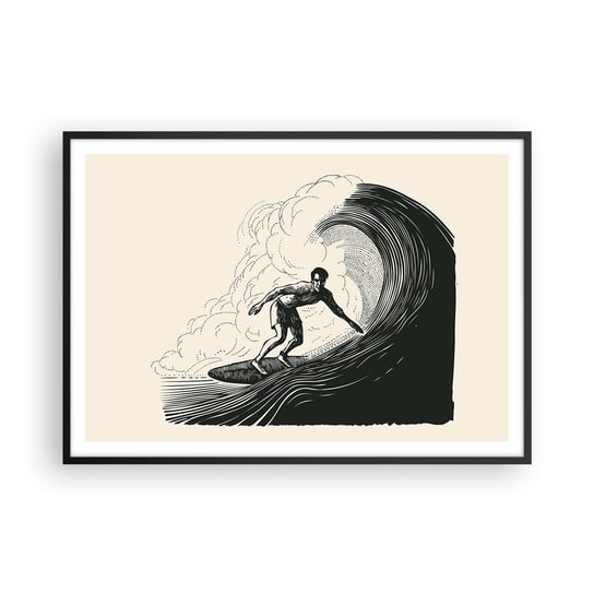 Obraz - Plakat - Król fali - 100x70cm - Fala Surfing Sport - Foto Plakaty w ramie koloru czarnego do Salonu Sypialni ARTTOR ARTTOR