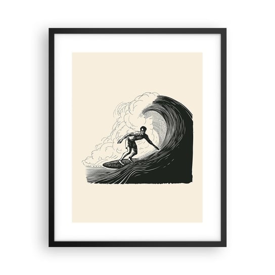 Obraz - Plakat - Król fali - 40x50cm - Fala Surfing Sport - Foto Plakaty w ramie koloru czarnego do Salonu Sypialni ARTTOR ARTTOR