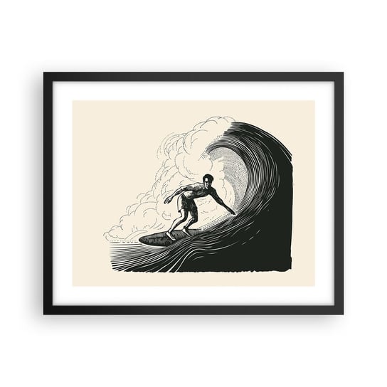 Obraz - Plakat - Król fali - 50x40cm - Fala Surfing Sport - Foto Plakaty w ramie koloru czarnego do Salonu Sypialni ARTTOR ARTTOR