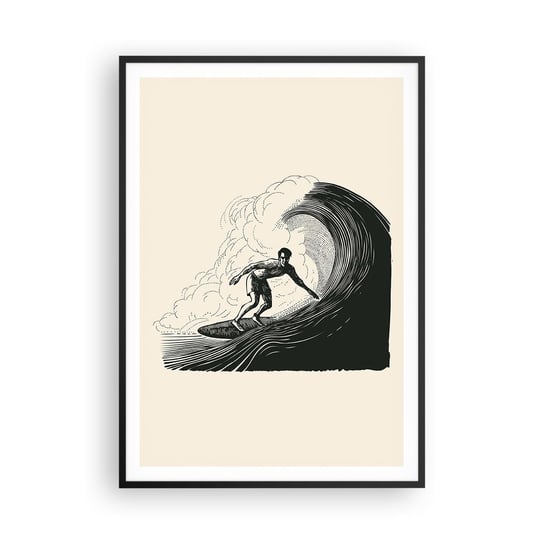 Obraz - Plakat - Król fali - 70x100cm - Fala Surfing Sport - Foto Plakaty w ramie koloru czarnego do Salonu Sypialni ARTTOR ARTTOR