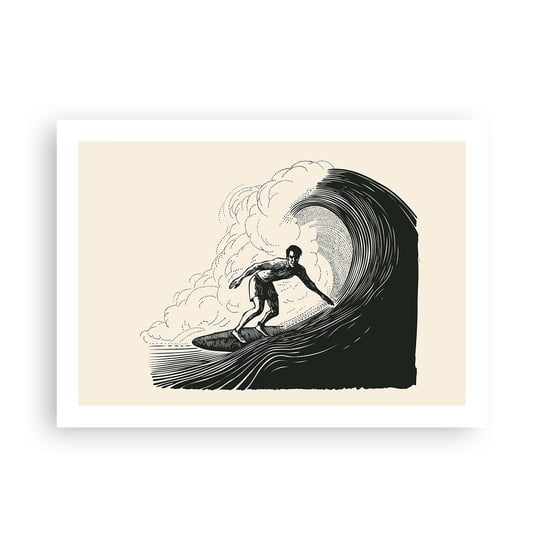 Obraz - Plakat - Król fali - 70x50cm - Fala Surfing Sport - Nowoczesny modny obraz Plakat bez ramy do Salonu Sypialni ARTTOR ARTTOR