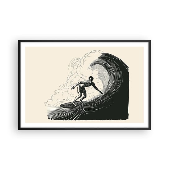 Obraz - Plakat - Król fali - 91x61cm - Fala Surfing Sport - Foto Plakaty na ścianę w czarnej ramie - Plakat do Salonu Sypialni ARTTOR ARTTOR