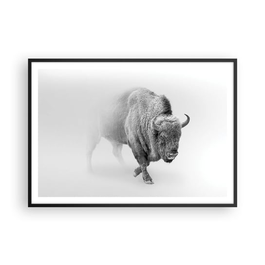 Obraz - Plakat - Król prerii - 100x70cm - Żubr Zwierzęta Bizon - Foto Plakaty w ramie koloru czarnego do Salonu Sypialni ARTTOR ARTTOR