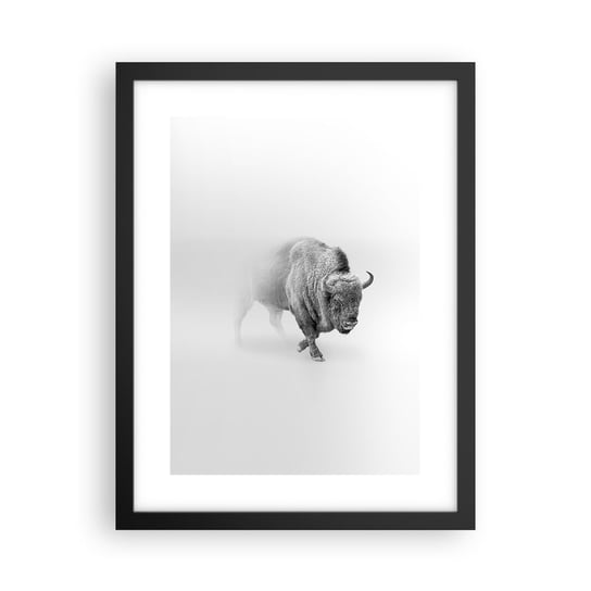 Obraz - Plakat - Król prerii - 30x40cm - Żubr Zwierzęta Bizon - Foto Plakaty na ścianę w czarnej ramie - Plakat do Salonu Sypialni ARTTOR ARTTOR