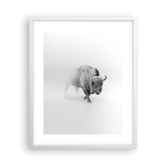 Obraz - Plakat - Król prerii - 40x50cm - Żubr Zwierzęta Bizon - Foto Plakaty w ramie koloru białego do Salonu Sypialni ARTTOR ARTTOR