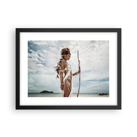 Obraz - Plakat - Królowa tropików - 40x30cm - Kobieta Strój Etniczny Plemię - Foto Plakaty na ścianę w czarnej ramie - Plakat do Salonu Sypialni ARTTOR ARTTOR