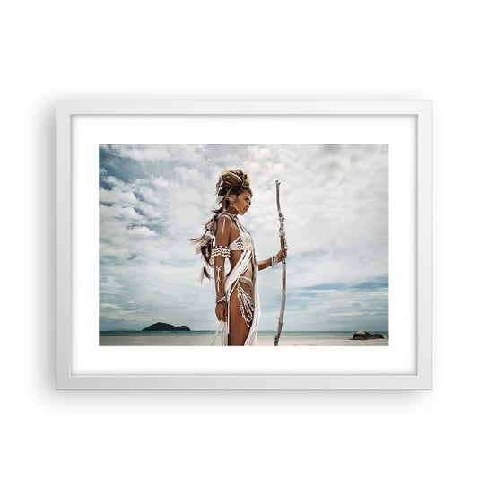 Obraz - Plakat - Królowa tropików - 40x30cm - Kobieta Strój Etniczny Plemię - Foto Plakaty na ścianę w ramie białej - Plakat do Salonu Sypialni ARTTOR ARTTOR