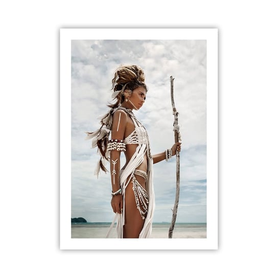 Obraz - Plakat - Królowa tropików - 50x70cm - Kobieta Strój Etniczny Plemię - Nowoczesny modny obraz Plakat bez ramy do Salonu Sypialni ARTTOR ARTTOR