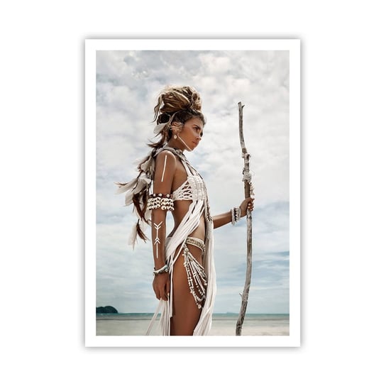 Obraz - Plakat - Królowa tropików - 70x100cm - Kobieta Strój Etniczny Plemię - Foto Plakaty bez ramy na ścianę do Salonu Sypialni ARTTOR ARTTOR