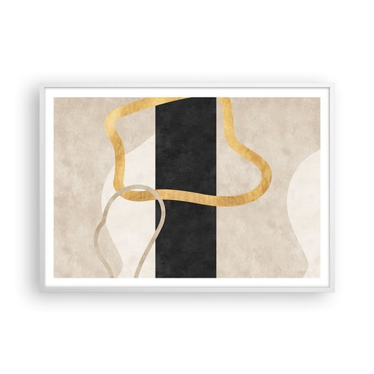 Obraz - Plakat - Kształty zapętlone - 100x70cm - Art Deco Minimalizm Abstrakcjonizm - Foto Plakaty w ramie koloru białego do Salonu Sypialni ARTTOR ARTTOR