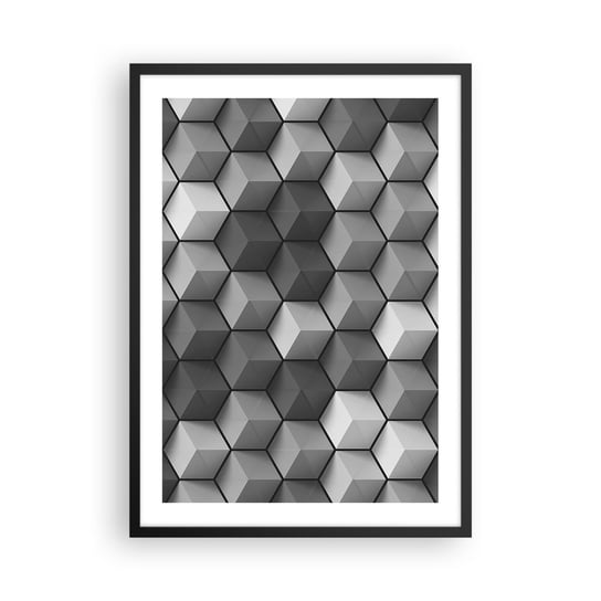 Obraz - Plakat - Kubistyczna układanka - 50x70cm - 3D Sześcian Nowoczesny - Nowoczesny modny obraz Plakat czarna rama ARTTOR ARTTOR