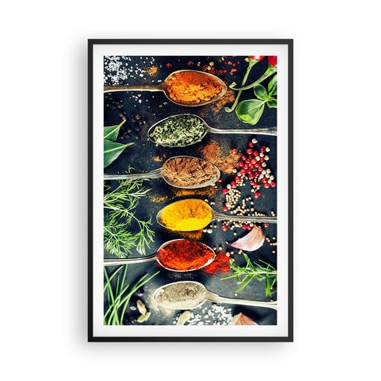 Obraz - Plakat - Kulinarna magia - 61x91cm - Przyprawy Zioła Kuchnia - Foto Plakaty na ścianę w czarnej ramie - Plakat do Salonu Sypialni ARTTOR ARTTOR