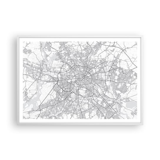 Obraz - Plakat - Kwiat Berlina - 100x70cm - Miasto Mapa Miasta Berlin - Foto Plakaty w ramie koloru białego do Salonu Sypialni ARTTOR ARTTOR