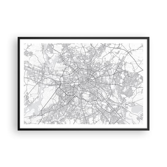 Obraz - Plakat - Kwiat Berlina - 100x70cm - Miasto Mapa Miasta Berlin - Foto Plakaty w ramie koloru czarnego do Salonu Sypialni ARTTOR ARTTOR