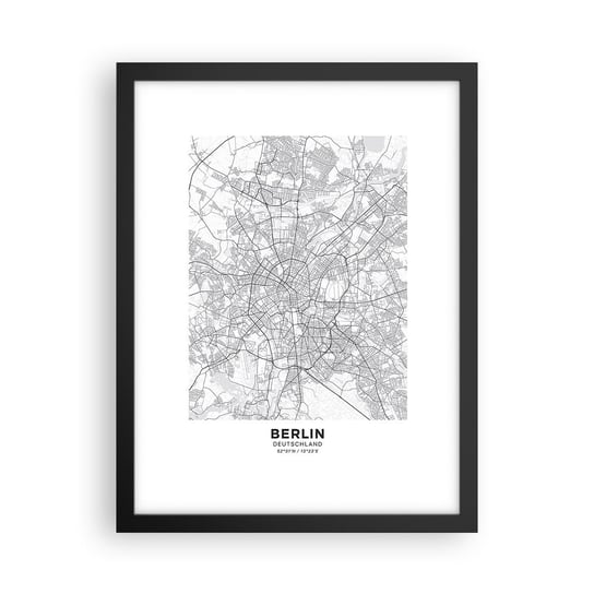 Obraz - Plakat - Kwiat Berlina - 30x40cm - Miasto Mapa Miasta Berlin - Foto Plakaty na ścianę w czarnej ramie - Plakat do Salonu Sypialni ARTTOR ARTTOR