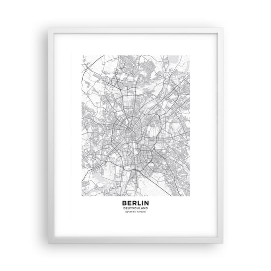 Obraz - Plakat - Kwiat Berlina - 40x50cm - Miasto Mapa Miasta Berlin - Foto Plakaty w ramie koloru białego do Salonu Sypialni ARTTOR ARTTOR