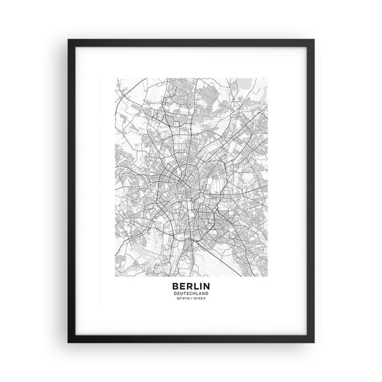Obraz - Plakat - Kwiat Berlina - 40x50cm - Miasto Mapa Miasta Berlin - Foto Plakaty w ramie koloru czarnego do Salonu Sypialni ARTTOR ARTTOR