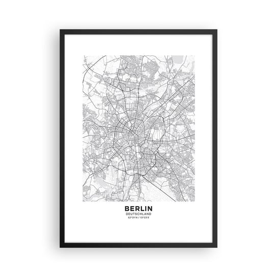 Obraz - Plakat - Kwiat Berlina - 50x70cm - Miasto Mapa Miasta Berlin - Nowoczesny modny obraz Plakat czarna rama ARTTOR ARTTOR