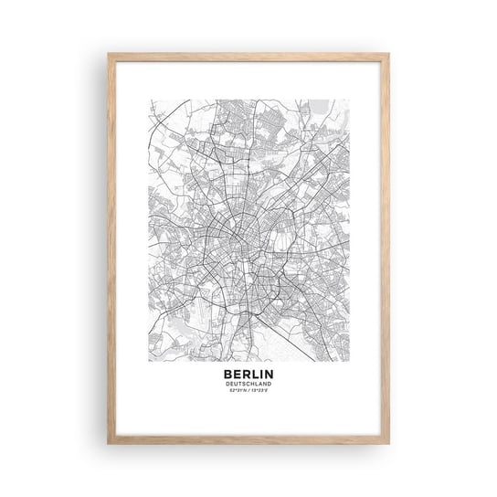 Obraz - Plakat - Kwiat Berlina - 50x70cm - Miasto Mapa Miasta Berlin - Nowoczesny modny obraz Plakat rama jasny dąb ARTTOR ARTTOR