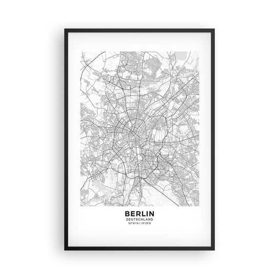 Obraz - Plakat - Kwiat Berlina - 61x91cm - Miasto Mapa Miasta Berlin - Foto Plakaty na ścianę w czarnej ramie - Plakat do Salonu Sypialni ARTTOR ARTTOR