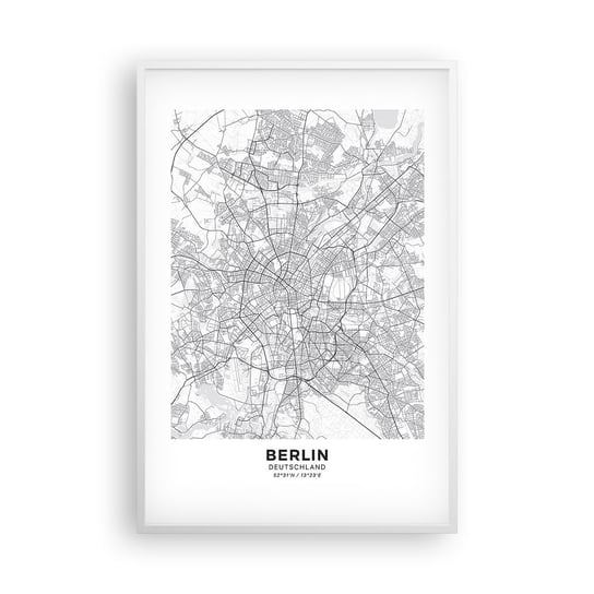 Obraz - Plakat - Kwiat Berlina - 61x91cm - Miasto Mapa Miasta Berlin - Foto Plakaty na ścianę w ramie białej - Plakat do Salonu Sypialni ARTTOR ARTTOR