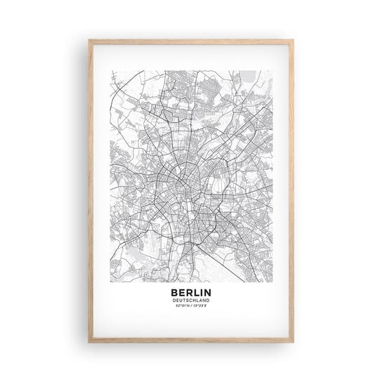 Obraz - Plakat - Kwiat Berlina - 61x91cm - Miasto Mapa Miasta Berlin - Foto Plakaty na ścianę w ramie jasny dąb - Plakat do Salonu Sypialni ARTTOR ARTTOR