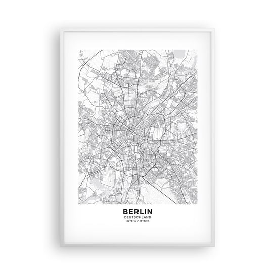 Obraz - Plakat - Kwiat Berlina - 70x100cm - Miasto Mapa Miasta Berlin - Foto Plakaty w ramie koloru białego do Salonu Sypialni ARTTOR ARTTOR